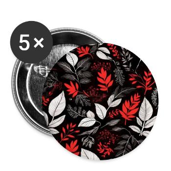 red foliage pattern - Buttons large 2.2''/56 mm (5-pack) - white - Front