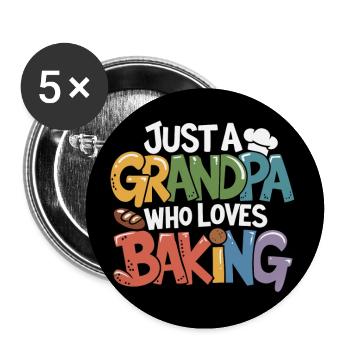Grandpa is a baker, our grandpa likes to bake - Buttons large 2.2''/56 mm (5-pack) - white - Front