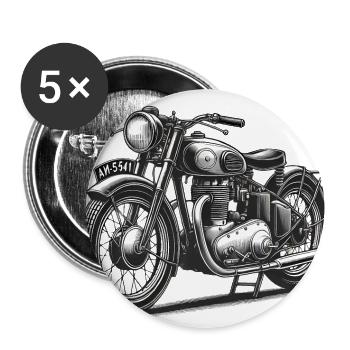 Vintage Motorcycle Line Art Design - Buttons large 2.2''/56 mm (5-pack) - white - Front