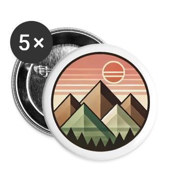 Paysage de montagne géométrique coucher de soleil - Lot de 5 grands badges (56 mm) - blanc - Devant