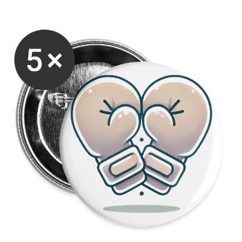 HeartShaped Boxing Gloves Design - Buttons large 2.2''/56 mm (5-pack) - white - Front