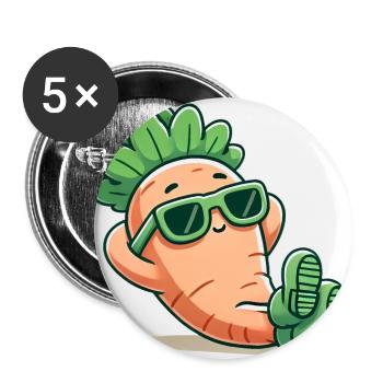 Cool Relaxing Carrot with Sunglasses - Buttons large 2.2''/56 mm (5-pack) - white - Front