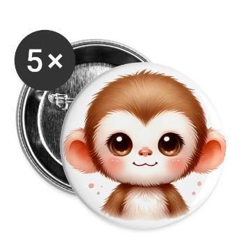 Cute Baby Monkey Watercolor Art - Buttons large 2.2''/56 mm (5-pack) - white - Front