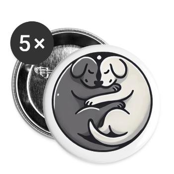 YinYang Sleeping Dogs Design - Buttons large 2.2''/56 mm (5-pack) - white - Front