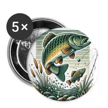 Vintage Fishing Adventure Graphic - Buttons large 2.2''/56 mm (5-pack) - white - Front