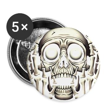 Ewiger Horror Skelett Gesicht Grafik - Buttons groß 56 mm (5er Pack) - Weiß - Vorne