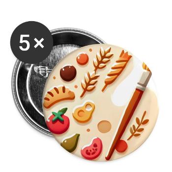 Palette culinaire Art culinaire sur toile - Lot de 5 grands badges (56 mm) - blanc - Devant