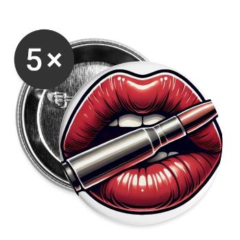 Bold Lips with Bullet Graphic Design - Buttons large 2.2''/56 mm (5-pack) - white - Front