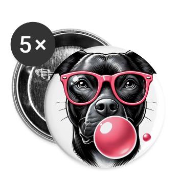 Rafraîchir avec du chewing-gum rose - Lot de 5 grands badges (56 mm) - blanc - Devant