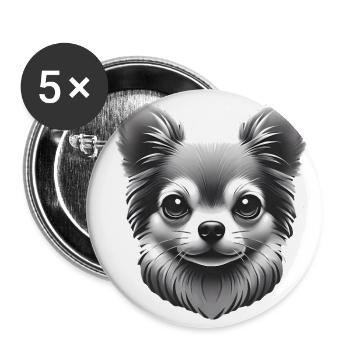 Chihuahua Grayscale Art TShirt Design - Lot de 5 grands badges (56 mm) - blanc - Devant