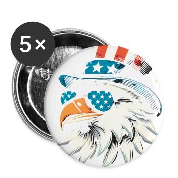 Patriotic Eagle with USA Sunglasses - Buttons large 2.2''/56 mm (5-pack) - white - Front