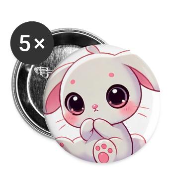 Adorable Bunny Nibbling Graphic - Buttons large 2.2''/56 mm (5-pack) - white - Front