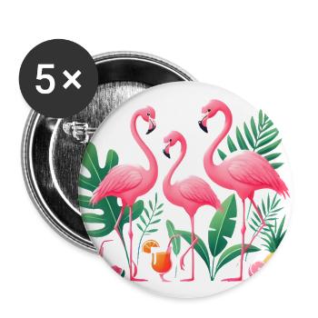 Tropische Flamingos Säfte Illustration - Buttons groß 56 mm (5er Pack) - Weiß - Vorne