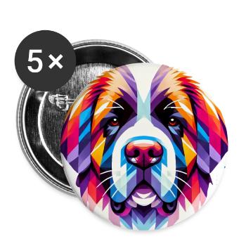 Colorful Geometric Dog Face Art - Buttons large 2.2''/56 mm (5-pack) - white - Front