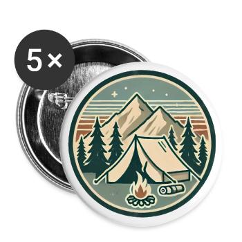 Vintage-Abzeichen für Bergabenteuer - Buttons groß 56 mm (5er Pack) - Weiß - Vorne