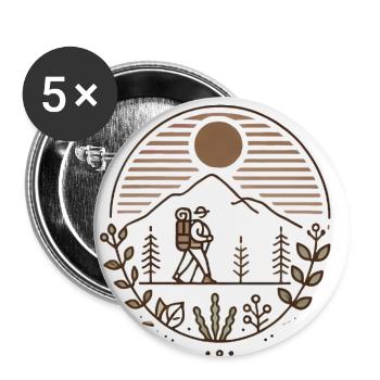 Friedlicher Bergwanderer Illustration - Buttons groß 56 mm (5er Pack) - Weiß - Vorne