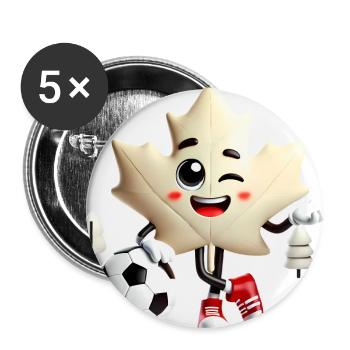 Kanada Maple Leaf Fußball Maskottchen - Buttons groß 56 mm (5er Pack) - Weiß - Vorne