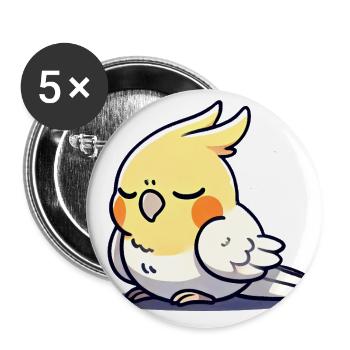Illustration de dessin animé de calopsitte endormie - Lot de 5 grands badges (56 mm) - blanc - Devant
