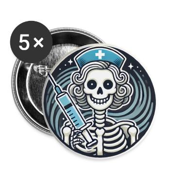 Insigne d’infirmière squelette sombre mais attentionné - Lot de 5 grands badges (56 mm) - blanc - Devant