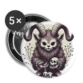 Dunkler Krampus Gothic Illustration - Buttons groß 56 mm (5er Pack) - Weiß - Vorne