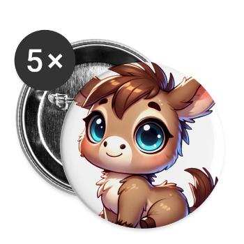 Adorable BigEyed Donkey Cartoon - Buttons large 2.2''/56 mm (5-pack) - white - Front