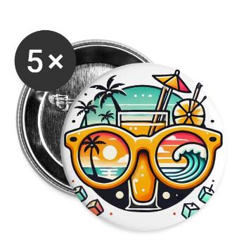Lunettes de soleil Tropical Sunset Cocktails - Lot de 5 grands badges (56 mm) - blanc - Devant
