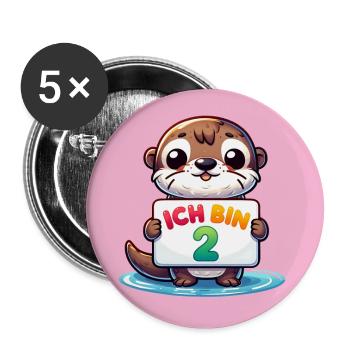 Ich bin 2 Jahre zweiter Geburtstag - Buttons groß 56 mm (5er Pack) - Weiß - Vorne
