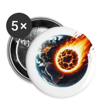 Feuriger Asteroideneinschlag auf der Erde - Buttons groß 56 mm (5er Pack) - Weiß - Vorne