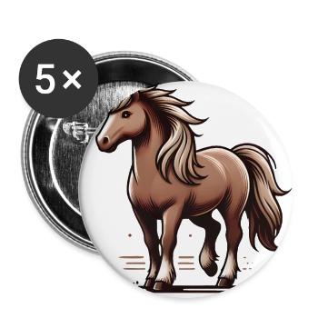 Majestätisches braunes Pferd Illustration - Buttons groß 56 mm (5er Pack) - Weiß - Vorne