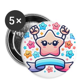 16 Jahre Awesome Star Celebration - Buttons groß 56 mm (5er Pack) - Weiß - Vorne