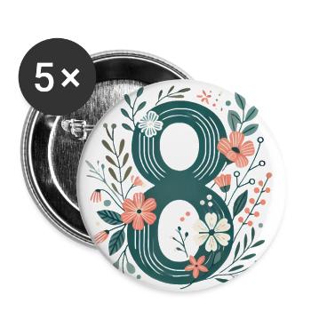 Floral Number 8 Design - Buttons large 2.2''/56 mm (5-pack) - white - Front