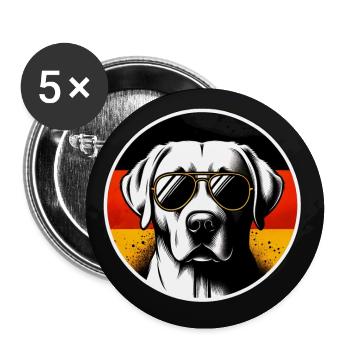 Labrador Retriever Lab avec lunettes de soleil - Lot de 5 grands badges (56 mm) - blanc - Devant