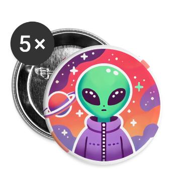 Alien Traveler Kosmische Kunst - Buttons groß 56 mm (5er Pack) - Weiß - Vorne
