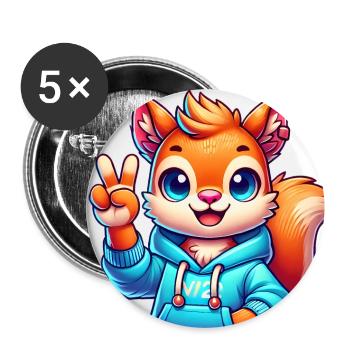 Peaceful Cartoon Squirrel in Hoodie - Buttons large 2.2''/56 mm (5-pack) - white - Front