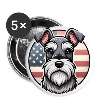 Schnauzer Dad Patriotic Dog Design - Buttons large 2.2''/56 mm (5-pack) - white - Front