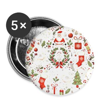 Festliches Weihnachtskreis-Design - Buttons groß 56 mm (5er Pack) - Weiß - Vorne