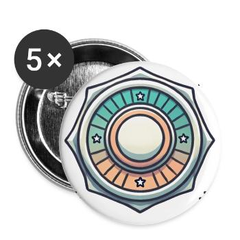 Vintage Badge Grafikdesign - Buttons groß 56 mm (5er Pack) - Weiß - Vorne