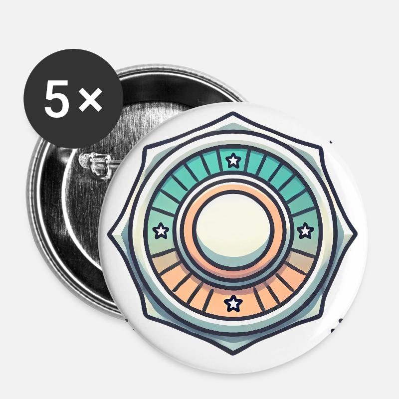 Conception graphique de badge vintage - Lot de 5 grands badges (56 mm) - blanc