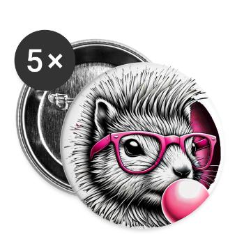 Quirky Squirrel with Pink Glasses - Buttons large 2.2''/56 mm (5-pack) - white - Front