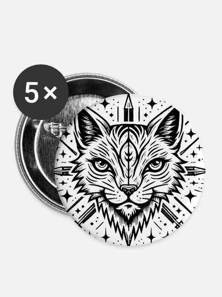 Heftiges Double Wildcat Grafikdesign - Buttons groß 56 mm (5er Pack) - Weiß