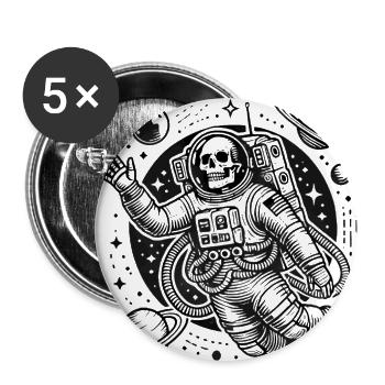 Skeleton Astronaut Floating in Space - Buttons large 2.2''/56 mm (5-pack) - white - Front