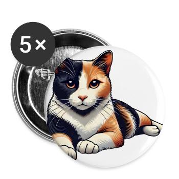 Entspannte Katzekatze Illustration - Buttons groß 56 mm (5er Pack) - Weiß - Vorne