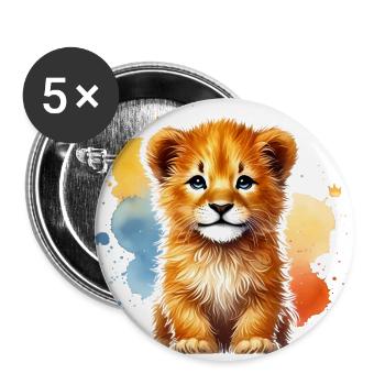 Adorable Watercolor Lion Cub Art - Buttons large 2.2''/56 mm (5-pack) - white - Front