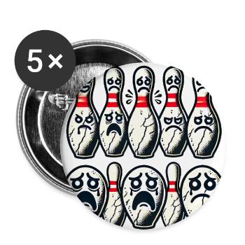 Cartoon Bowling Pins im Chaos - Buttons groß 56 mm (5er Pack) - Weiß - Vorne