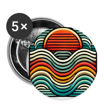 Conception rétro de club social - Lot de 5 grands badges (56 mm) - blanc - Devant