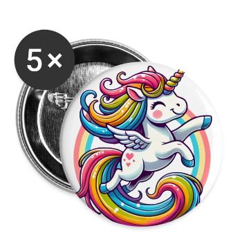 Joyful Rainbow Unicorn Design - Buttons large 2.2''/56 mm (5-pack) - white - Front