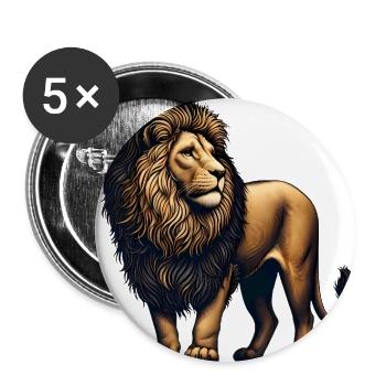 Conception vectorielle de lion majestueux - Lot de 5 grands badges (56 mm) - blanc - Devant