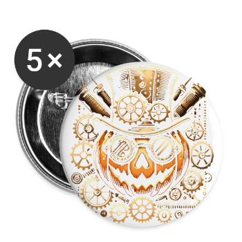 Steampunk citrouille Halloween Gear - Lot de 5 grands badges (56 mm) - blanc - Devant