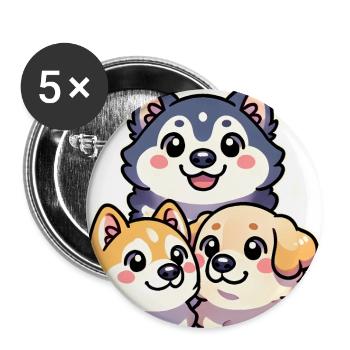 Entzückendes gestapeltes Hunde-Cartoon-Design - Buttons groß 56 mm (5er Pack) - Weiß - Vorne