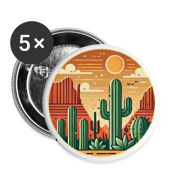 Desert Sunset with Cacti Landscape - Buttons large 2.2''/56 mm (5-pack) - white - Front